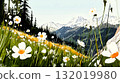 Blooming wildflowers in majestic mountain landscape 132019980