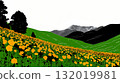 Vibrant spring meadow with blooming yellow flowers 132019981