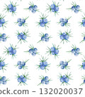 Blue juniper berries with thin green needles repeat across this hand drawn watercolor clipart seamless pattern. Ideal for eco packaging, wrapping paper, scrapbook pages and fabric printing. 132020037