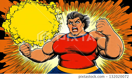 Powerful athletic woman displaying strength and energy 132020072