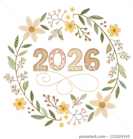 Patchwork Number 2026  Clipart White Background 132020145