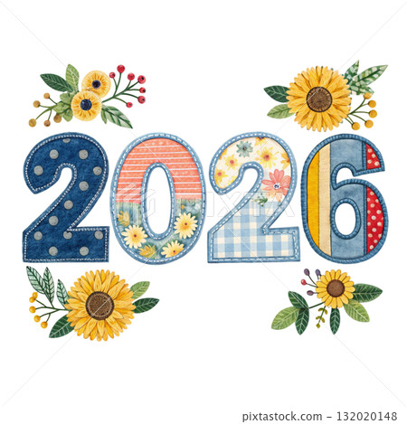 Patchwork Number 2026 Clipart White Background Patchwork Number 2026 Clipart White Background 132020148