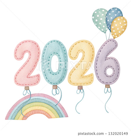 Patchwork Number 2026  Clipart White Background 132020149