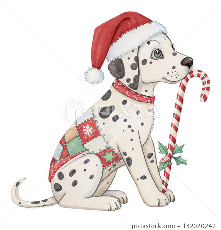 Patchwork Style Dogs Santa Hat Cristmas Day Clipart White Background Patchwork Style Dogs Santa Hat Cristmas Day Clipart White Background 132020242