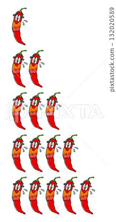 Chili pepper character (1 to 5 spicy) Chili pepper character (1 to 5 spicy) 132020589