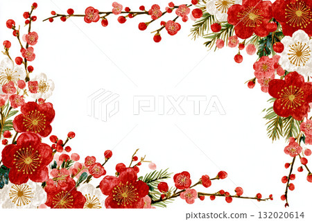 Watercolor plum blossom frame 132020614