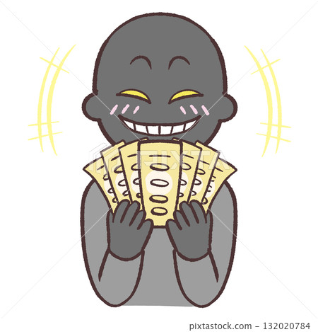 一個惡棍因擁有大量金錢而高興的插圖 一個惡棍因擁有大量金錢而高興的插圖 132020784