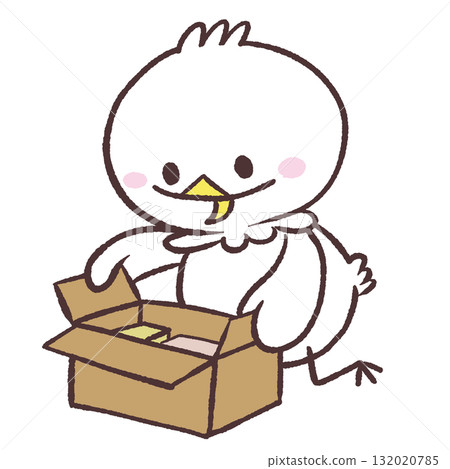 一隻白鳥打開盒子的插圖 132020785