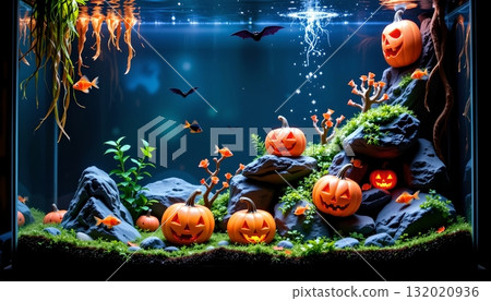 An aquarium scene with a Halloween theme An aquarium scene with a Halloween theme 132020936