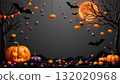 A festive Halloween scene with a night sky backdrop. 132020968