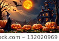 This is an illustration of a Halloween night scene 132020969