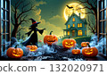 A Halloween themed scene with a haunting atmosphere 132020971