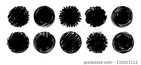 Hand drawn round circle chalk vector set. Crayon pencil brush stroke black oval round shape. Scribble doodle hand drawn crayon, ink splash, rough dot texture circle elements. Vector Hand drawn round circle chalk vector set. Crayon pencil brush stroke black oval round shape. Scribble doodle hand drawn crayon, ink splash, rough dot texture circle elements. Vector 132021112