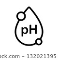 PH balance icon. Neutral water level. Water PH measure. Neutral balance skin. Drop line icon. Healthcare design web symbol. Vector illustration isolated on white background 132021395