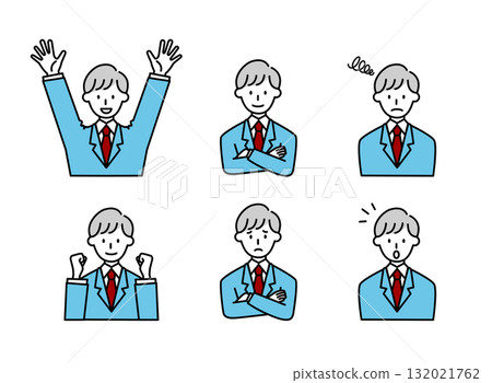 一名身穿西裝的男子的線條畫，構成插圖彩色集商人 132021762