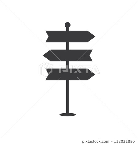 Signpost with three arrows pointing 132021880