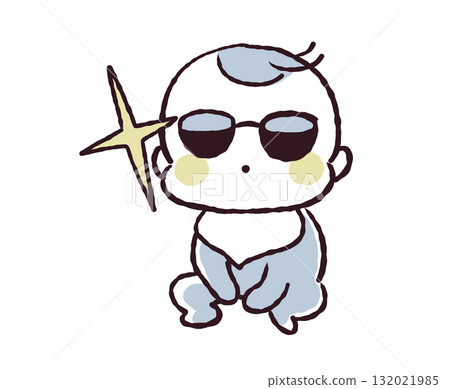 Illustration of a baby wearing sunglasses Illustration of a baby wearing sunglasses 132021985