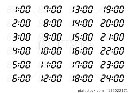 Simple digital clock vector illustration set Simple digital clock vector illustration set 132022171