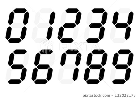 Simple digital numbers vector illustration set 132022173