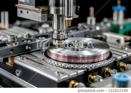 Precision engineering at work, showcasing automated machine processes and the intricate mechanics of modern technology within a sophisticated industry setting 132022280