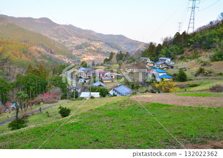 When the cherry blossoms bloom, a village built on a slope in the Satoyama Satochi area, Higashichichibu Village 132022362