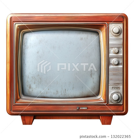 A classic wooden television set from a bygone era, showcasing a nostalgic design with a blank screen A classic wooden television set from a bygone era, showcasing a nostalgic design with a blank screen 132022365