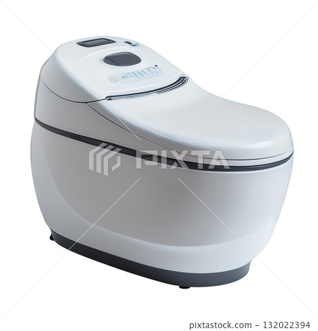 Modern, sleek, and energy-efficient toilet with integrated control panel offering advanced features for a comfortable and hygienic bathroom experience Modern, sleek, and energy-efficient toilet with integrated control panel offering advanced features for a comfortable and hygienic bathroom experience 132022394
