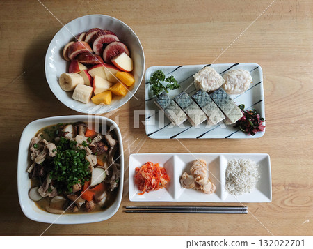 Tastes of Autumn - Autumn Harvest Festival - Mackerel Pressed Sushi and Imo-ni Set Meal (Includes Appetizer Plate and Small Bowl of Cut Fruit) 132022701