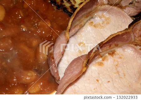 Close up of fried bacon pork Close up of fried bacon pork 132022933