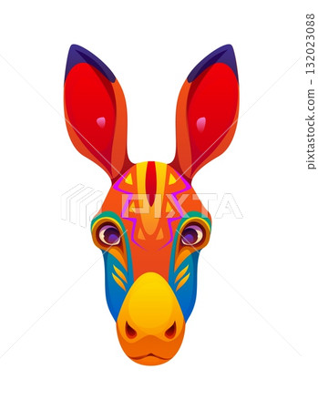 Barranquilla Colombia carnival holiday donkey mask. Latin American celebration donkey mask, Colombian Barranquilla carnival isolated cartoon vector accessory. Colombia ethnic festival object or item 132023088