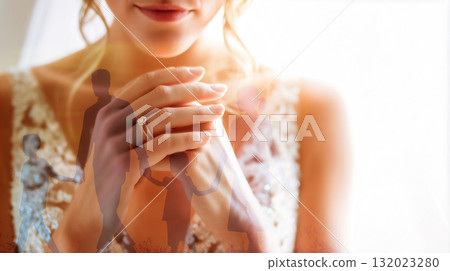 Conceptual photo symbolizing marriage and future family Conceptual photo symbolizing marriage and future family 132023280