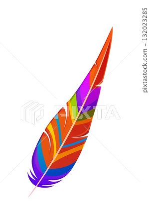 Barranquilla Colombia carnival holiday vibrant feather. Caribbean folk celebration accessory, Colombian traditional carnival isolated cartoon vector item. Latin American holiday vibrant color feather Barranquilla Colombia carnival holiday vibrant feather. Caribbean folk celebration accessory, Colombian traditional carnival isolated cartoon vector item. Latin American holiday vibrant color feather 132023285