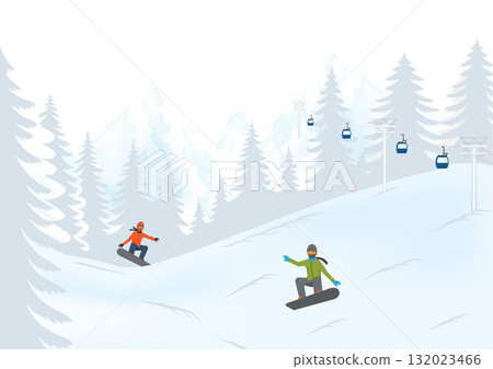 A snowboarder soaring through the air against a clear blue sky. A snowboarder soaring through the air against a clear blue sky. 132023466