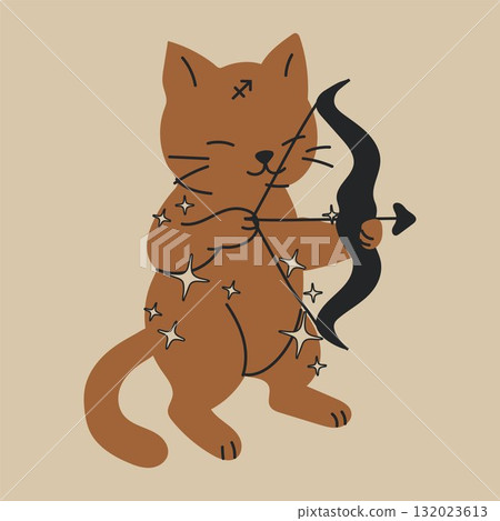 Zodiac Sagittarius Cat Shooting Bow and Arrow 132023613