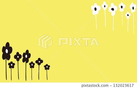 Hand-drawn Scandinavian style black and white floral background 132023617