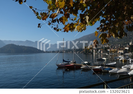 Epic Como lake view trees and fog Epic Como lake view trees and fog 132023621
