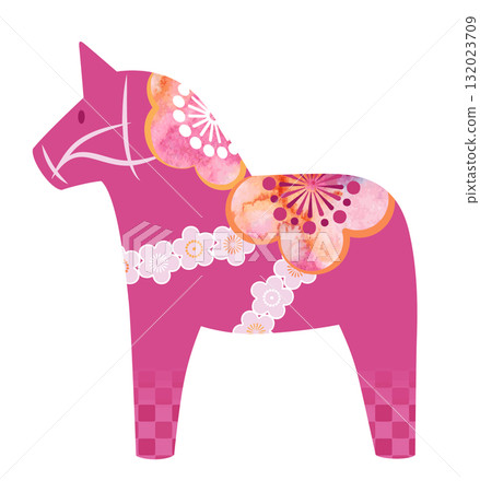 Dalarna Horse Plum Pattern Pink Dalarna Horse Plum Pattern Pink 132023709