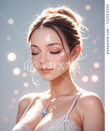 穿著洋裝、閉上眼睛的女人 穿著洋裝、閉上眼睛的女人 132024204