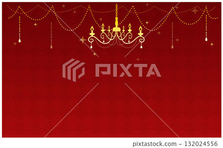 Luxury chandelier and red background illustration material 132024556