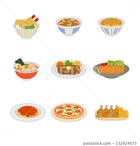 日本料理插畫西餐圖示集餐點選單素材 132024873