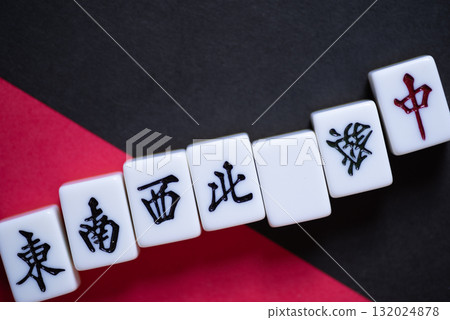 mahjong tiles lined up mahjong tiles lined up 132024878