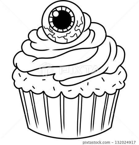 Halloween cupcake coloring  132024917