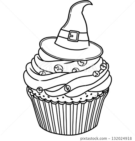 Halloween cupcake coloring  132024918