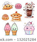 Cute Kawaii Dessert Characters Set 132025284