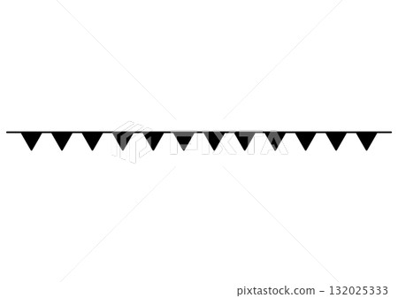 三角旗花環和裝飾線(黑白,簡單) 三角旗花環和裝飾線(黑白,簡單) 132025333