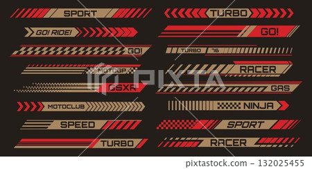 Racing stripe motorcycle sticker set 132025455