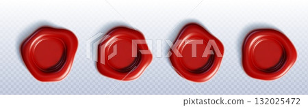 Red wax seals set on transparent background Red wax seals set on transparent background 132025472