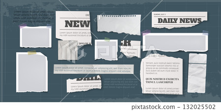 Realistic retro scrapbook newspaper clippings 132025502