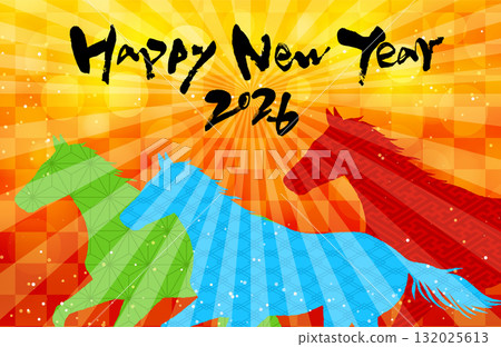Pop illustration New Year's card template for the Year of the Horse 132025613
