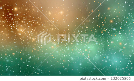 Abstract bokeh background with golden and teal light dots creating 132025805